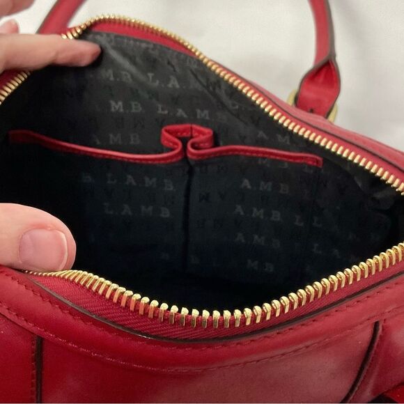 L.A.M.B. Red Leather Satchel Handbag Gwen Stefani 2011 Bag Purse Top Handle - Picture 5 of 14